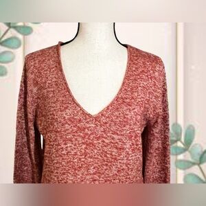 Old Navy, Vnecked, Red & White Marled Sweater, Pullover, Women’s Large